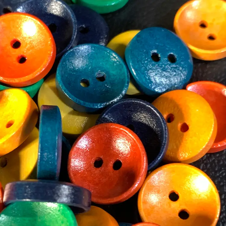 100-Colorful Wood Buttons 9/16"