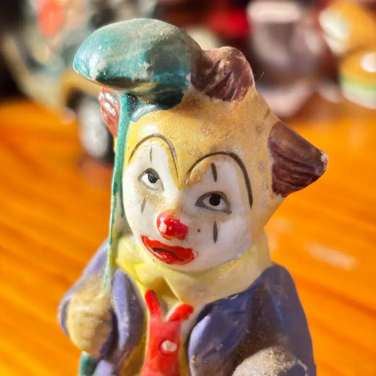 1970-80s Ceramic Clown Bell J S NY Taiwan 4x2x2” Vintage