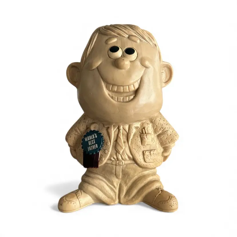 Large 1970 Russ Berries Poly Resin Figurine Of WORLD'S BEST FATHER