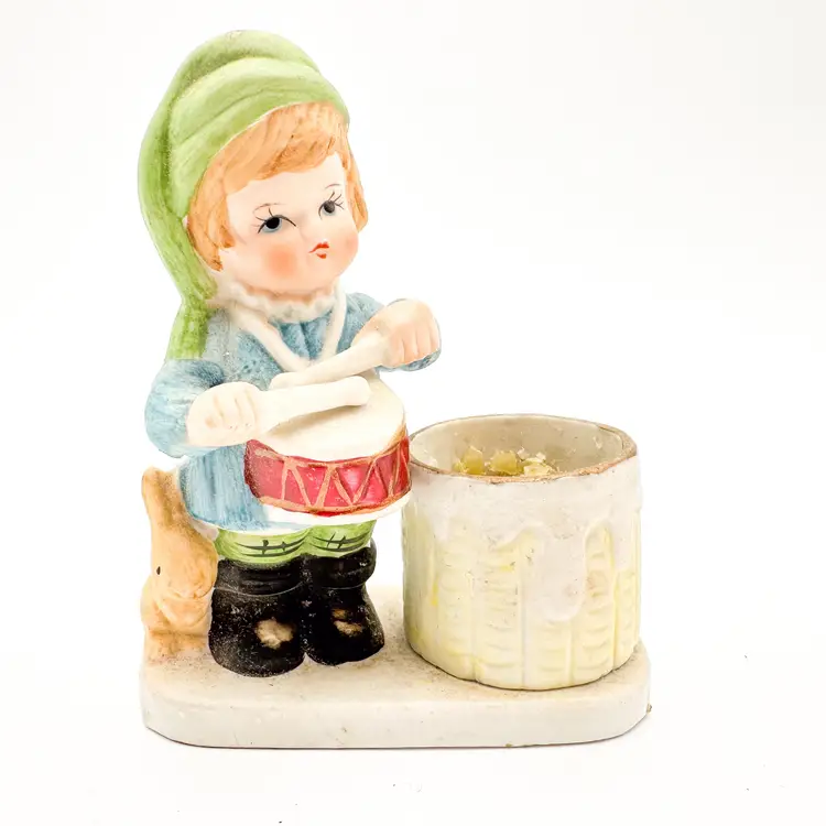 Little Drummer Boy Christmas Luvkins 1978 Jasco Candle Holder Ceramic Taiwan B25