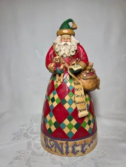 Jim Shore Heartwood Creek HE KNOWS Santa Figurine 2 Sided Naughty Nice 2005