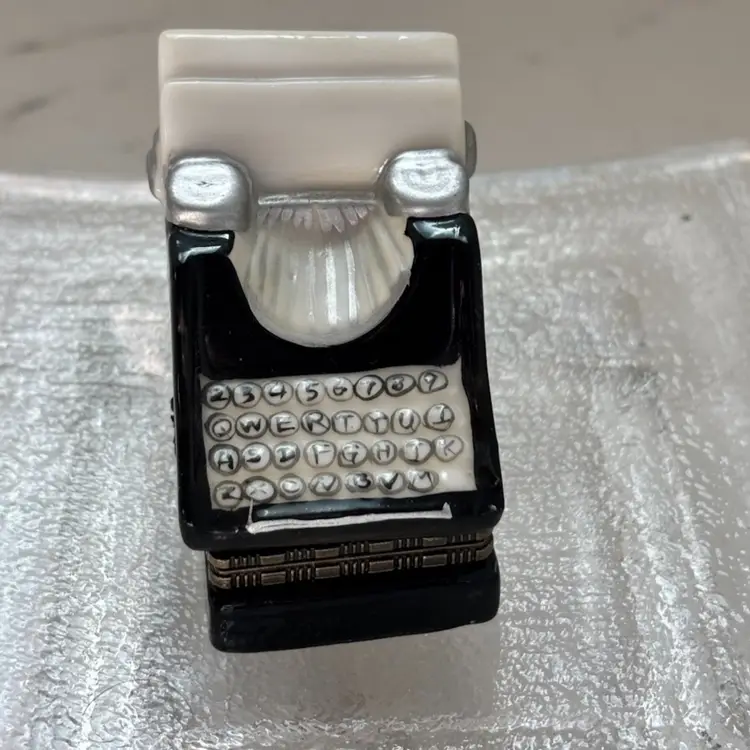 Vintage Porcelain Hinged Typewriter Trinket Box With Love Letter Trinket