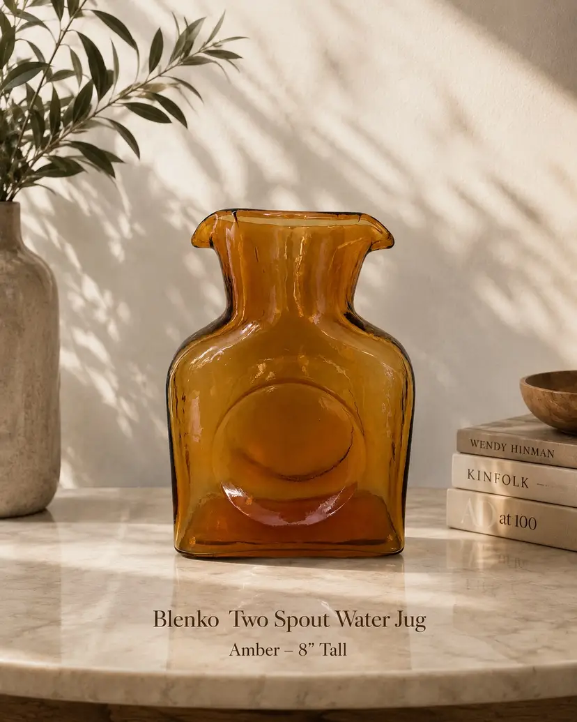 Blenko Glass Amber Double Spout Water Bottle Carafe #384