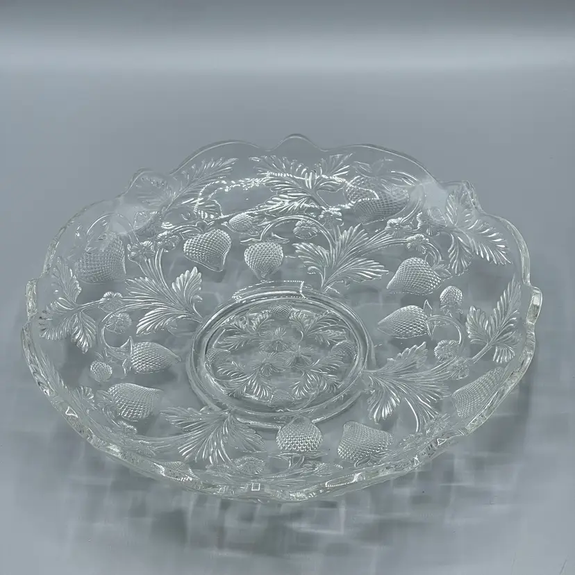 Antique Cambridge Near Cut Inverted Strawberry Low Bowl Large EAPG