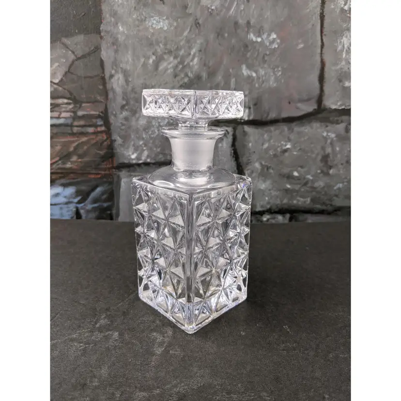 Perfume Bottle with Stopper SS Pierce Boston MA Pressed Glass  Princess Arlene Vanity Dresser Antique