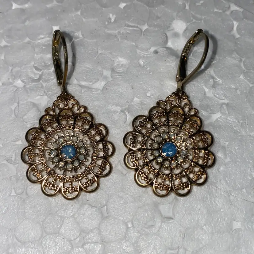 Vintage Gold Tone Lever Back Earrings