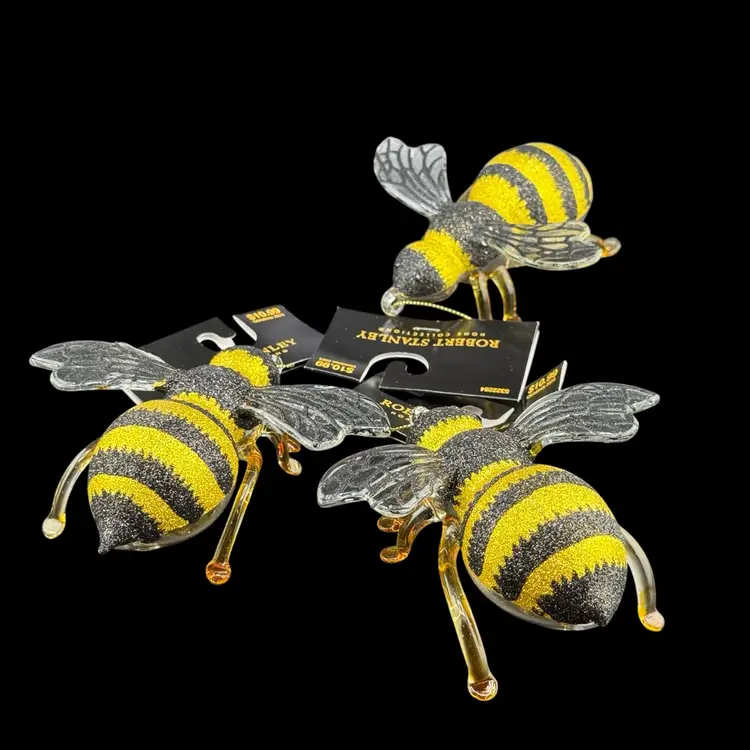 Robert Stanley Glass Ornaments Figurines Set Of Three 1.5 X 4 3/8 X 4"