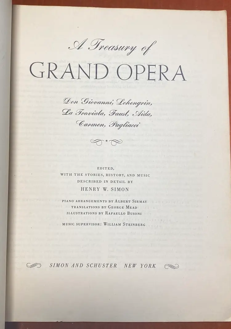 1946 A Treasury Of Grand Opera