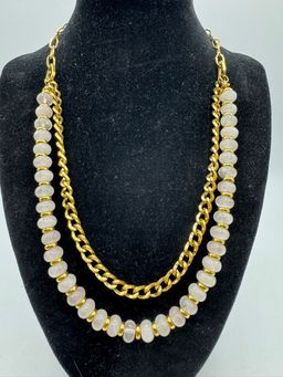 Victoria Emerson Natural Quartz And Gold Tone Toggle Necklace 18”