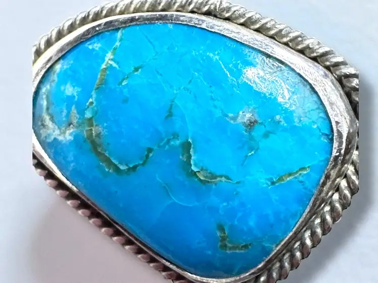 Sterling Silver & Turquoise Ring Size 8.25 - - Tested Metal Guaranteed
