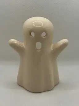 Vintage Ceramic Ghost Tealight Votive Candle Holder Figurine, Spooky Halloween Decor, Distributed By Walmart, Made In China, MPN H54477TP-G