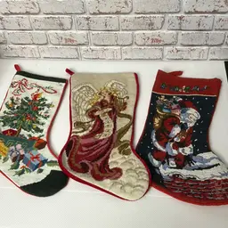 Set Of 3 Christmas Stocking With The X Stitching