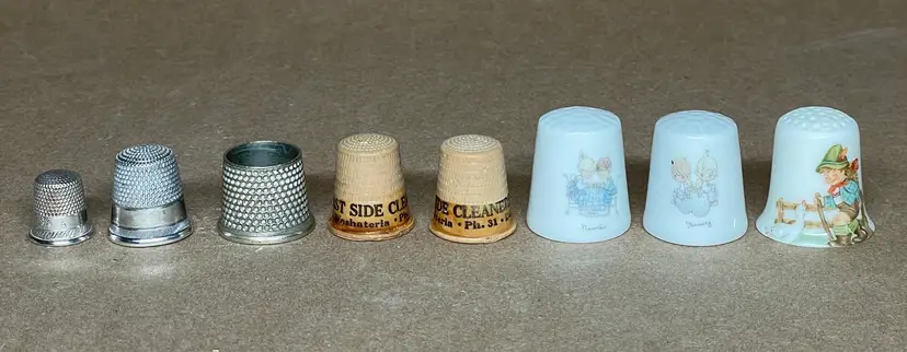 Thimbles Collectible (2 Sterling Silver) (3 Ceramic/Porcelain) (2 Plastic) (1 Metal) - VINTAGE