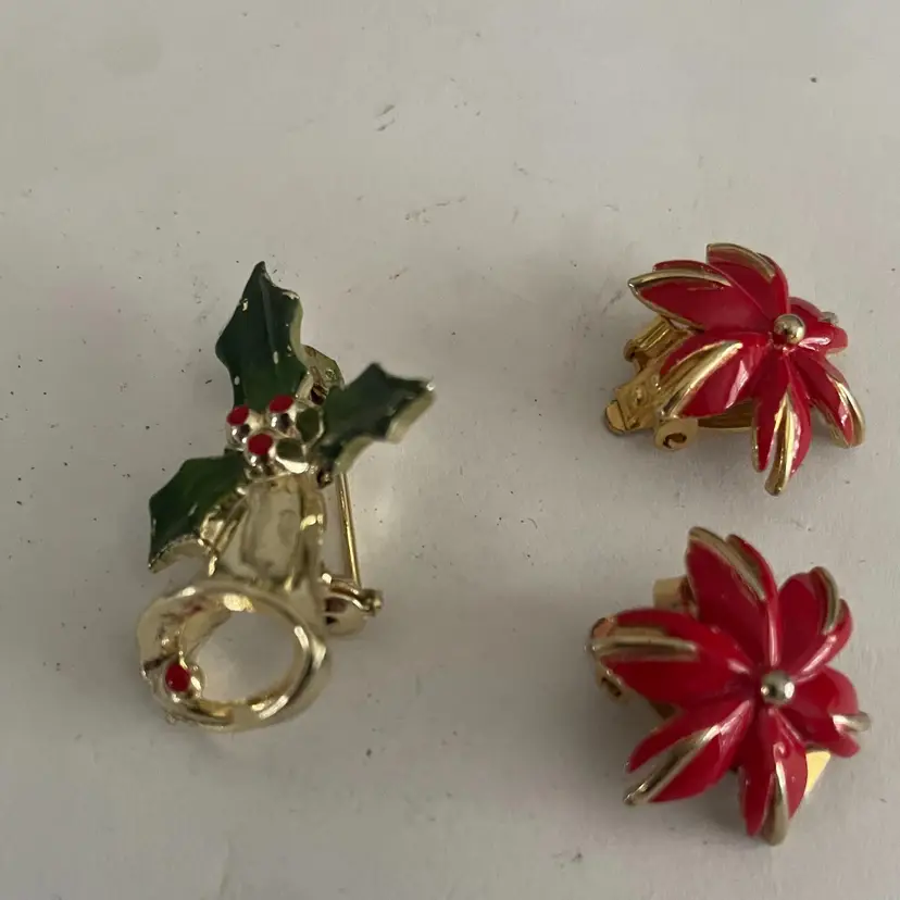 Christmas brooch and earrings
