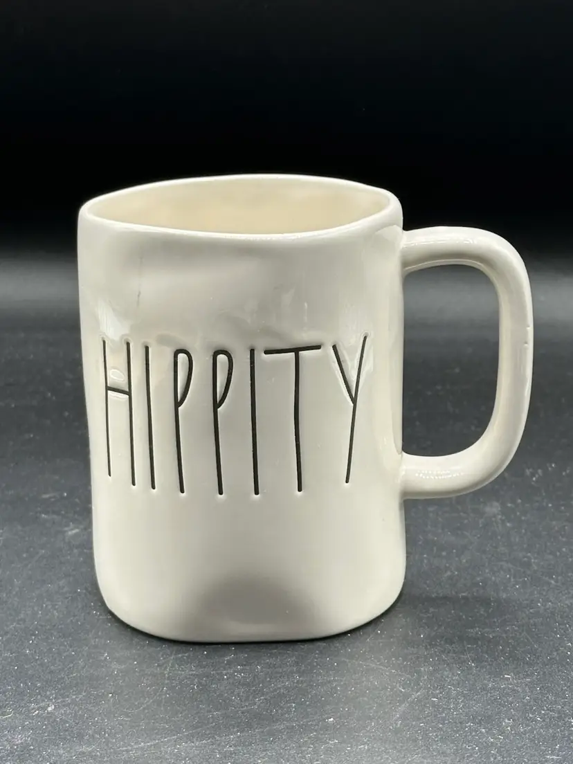 Rae Dunn Mug HIPPITY Easter Mug 16 Oz Coffee/Tea Mug White W/Black Letters 2018