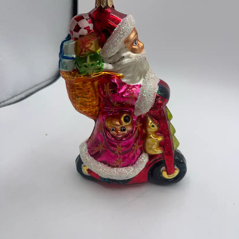Christopher Radko Santa On Scooter, Fuchsia Jacket 6 Inches