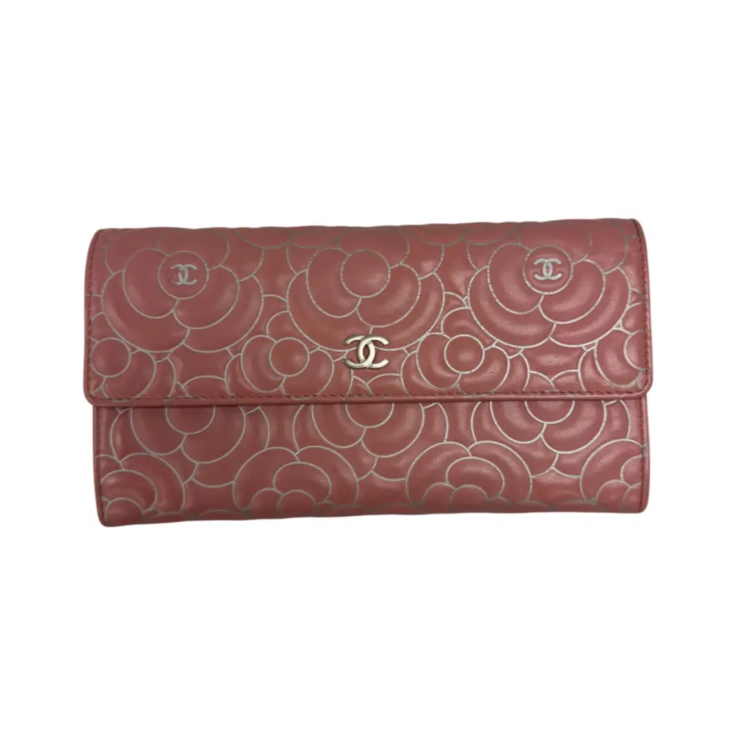 Chanel Lt Pink Camellia Flap Wallet