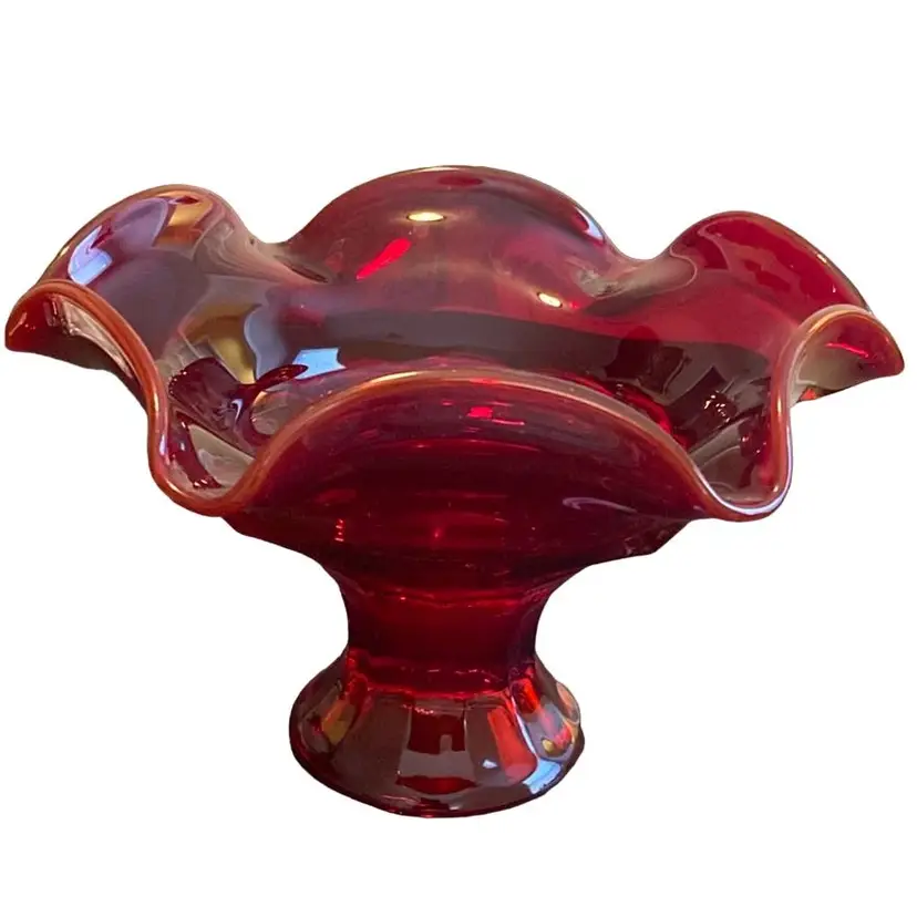 Viking Vintage Ruffled Edge Glass Compote