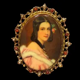 Vintage ART Signed Renaissance Revival Lady Cameo Portrait Brooch 2.15”
