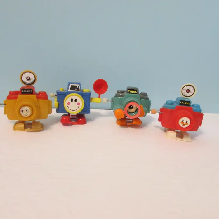 vintage lot of 4 windup toy camera figures colorful toys