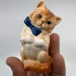 Danbury Mint Cats of Character Bone China Cat With Blue Bow