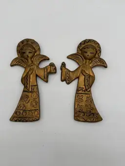 Vintage Angel Ornaments Christmas Gold Plastic Hong Kong Choir