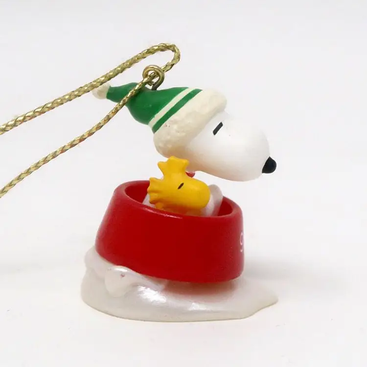 Snoopy Christmas Miniature Ornament - Dog Bowl Sledding - Peanuts
