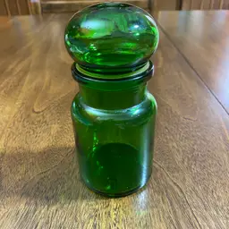 Vintage Emerald Green Belgium Apothecary Bubble Top Jar