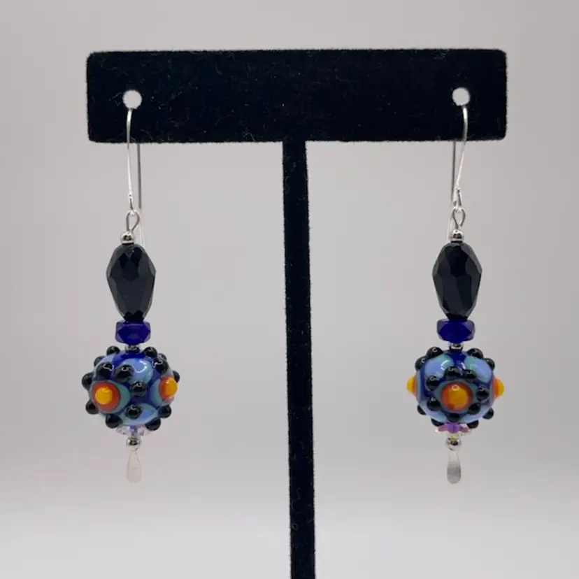 #102 “Eclipse" Series Mini Perfume Bottle - Handmade by Me -- Vintage Lampwork Earrings