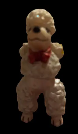 Vintage White, Pink And Gold Luster Porcelain Spaghetti Poodle Figurine