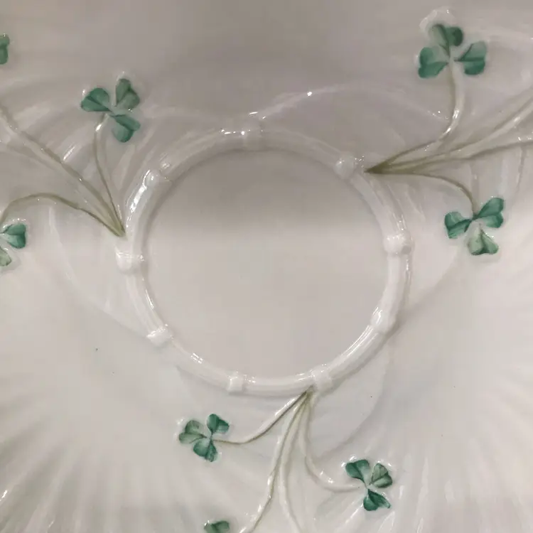 Vintage Belleek Shamrock Harp Serving Plate