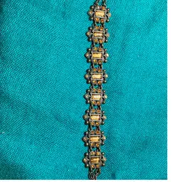 Vtg. Panel Or Station Bracelet W/ Bronze Metal Finish