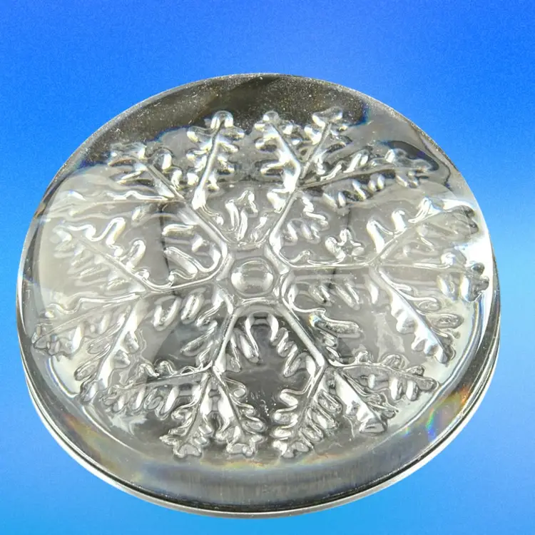 Vintage Crystal Snowflake Domed Paperweight By Cristal Made In France 2” Tall x 3.25” Wide