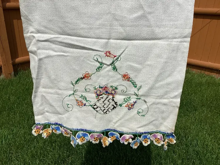 Vintage Pansy Tea Towel