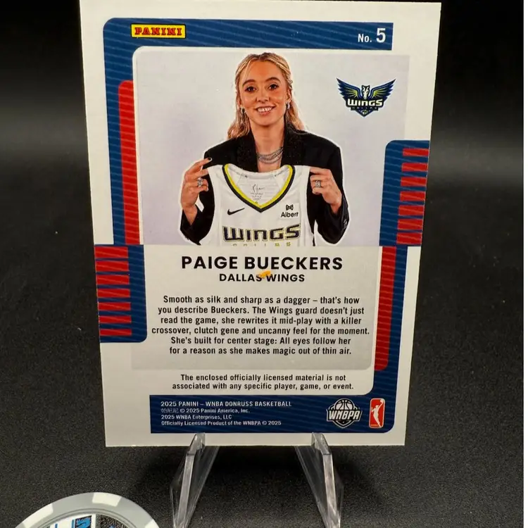 Paige Bueckers RC Relic Patch 2025 Donruss WNBA Dallas Wings