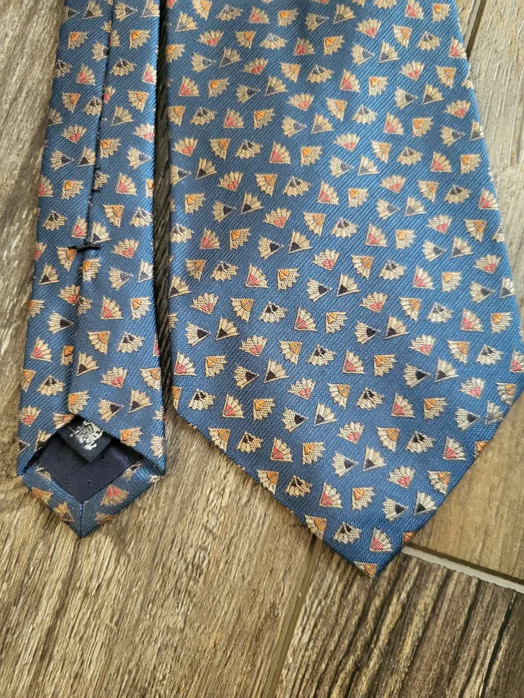 Burberry Vintage Burberrys of London Tie Blue Black Coral Golden Yellow