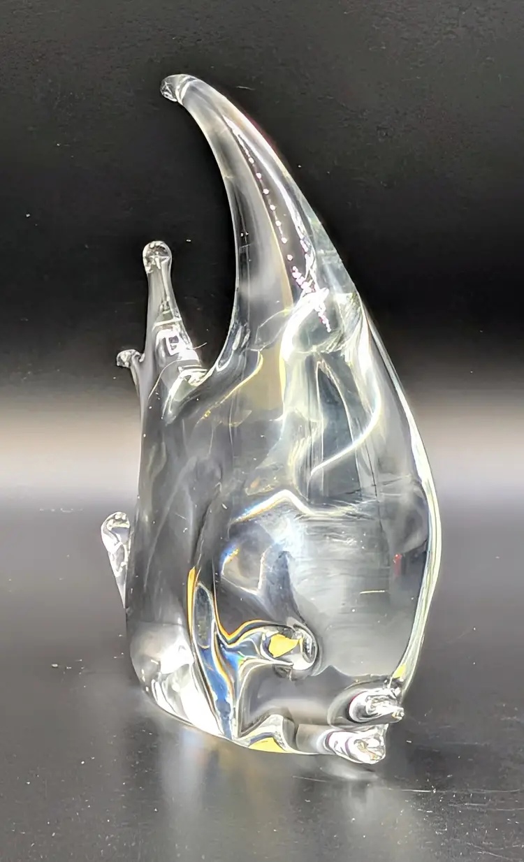 ACC Crystal Signed SA Angelfish Paperweight Clear Lead Crystal 5.5"