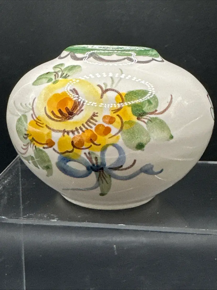 Vtg Pottery Vase Ulmer Karamik Ceramic Hand Painted Signed West Germany No. #101