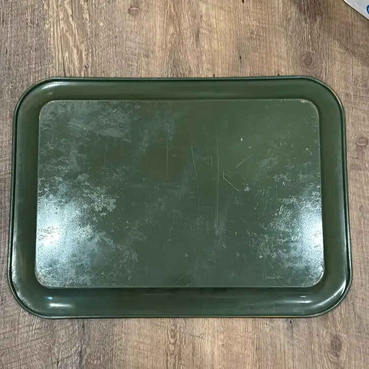 1960S MMC Green Gardenia Hand Painted Metal Tole Wear Tray