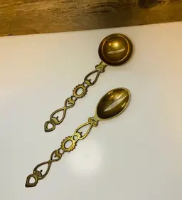 Vintage Brass Serving Spoons Wall Decor Cottage Rustic Farmhouse