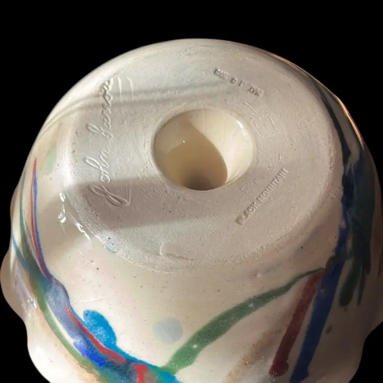 14. Black Mountain NC Pottery John Garrou Small 6.5” Bundt Pan Splashware Signed