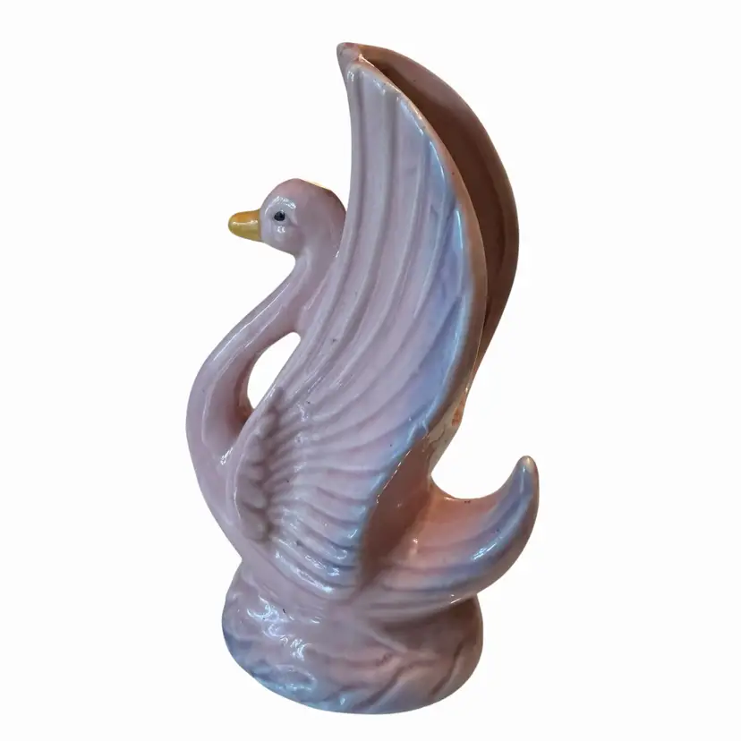 Vintage Pink Swan Ceramic Planter