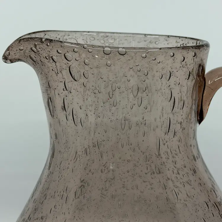 Vintage Amethyst Handblown Verrerie Biot France Bubble Glass Pitcher 10”