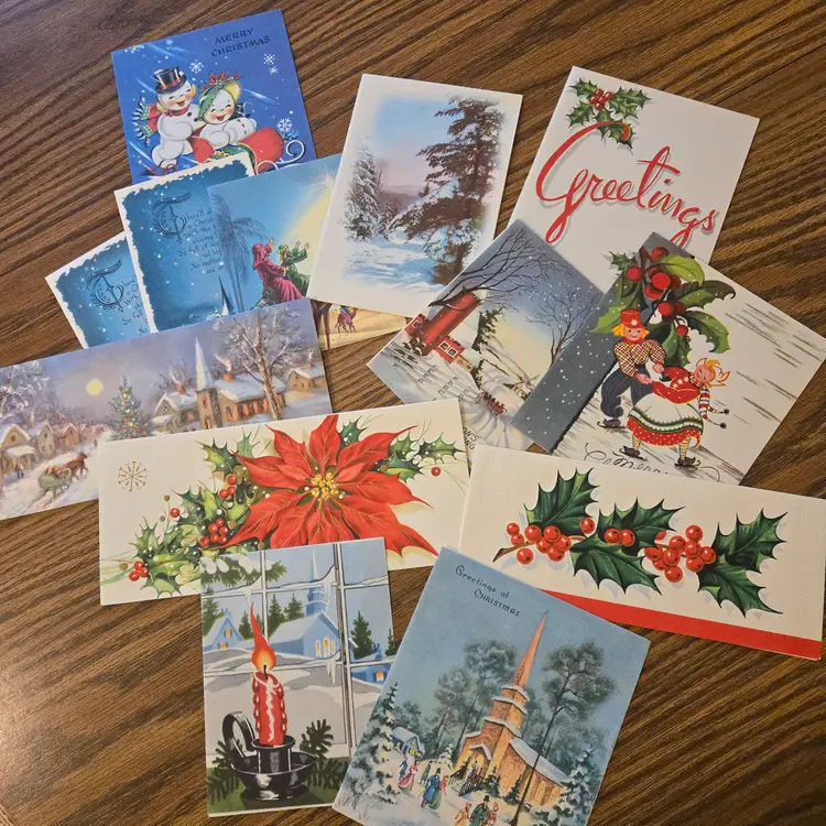 1970s-12 Used Christmas cards- Name Brand (Lot #2) - Crafts!