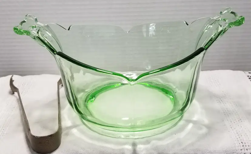 Vintage Depression Glass Green Ice Tub Bucket