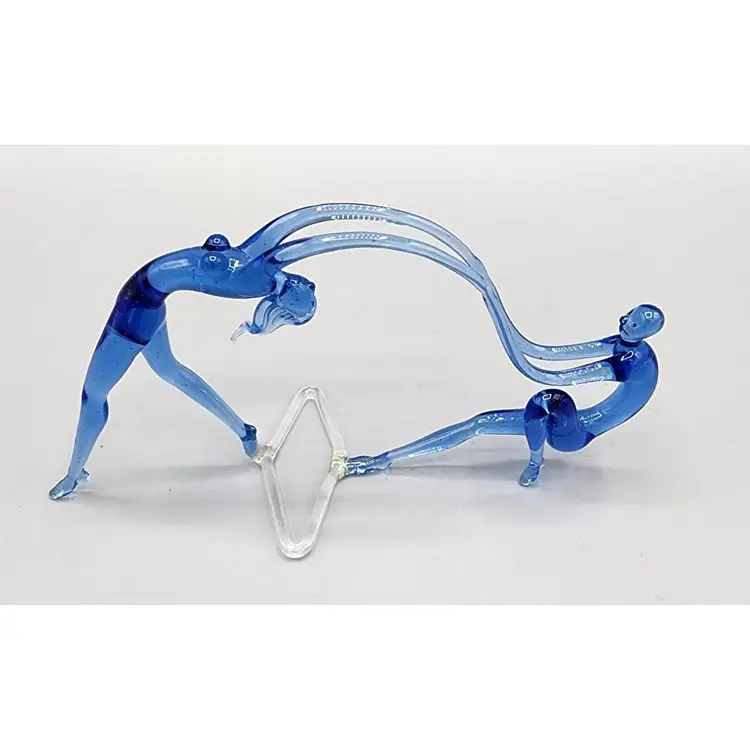 1920s/30s Bimini Austria Lampl Blue Glass Olympic Gymnast Dancing Pair Figurine