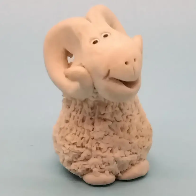 Whimsical Artisian Created Horned Ram Figurine
