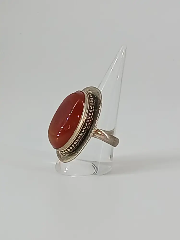 Carnelian Gemstone and Sterling Silver Ring