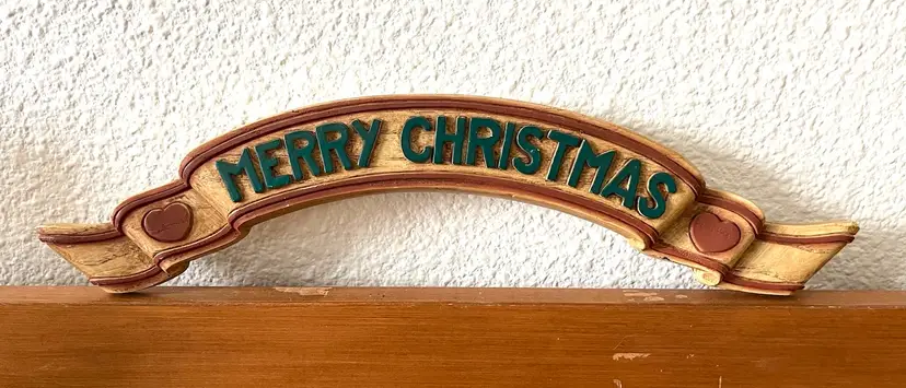 Vintage Merry Christmas Banner 15" Molded Plastic HOMCO #7503 Sign