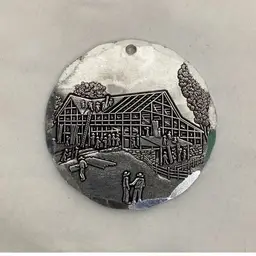 Vintage Wendell August Pewter Ornament Amish Barn Raising